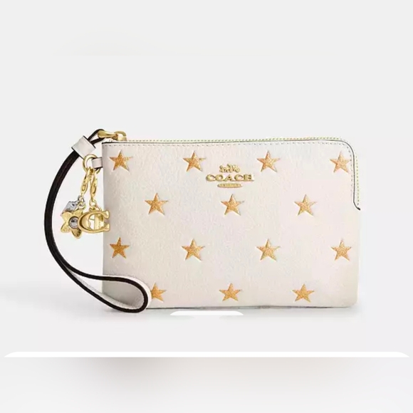 *GIFT IT! " NWT COACH Boxed Corner Zip Wristlet w/2 Charms Gold/Chalk - Picture 3 of 8